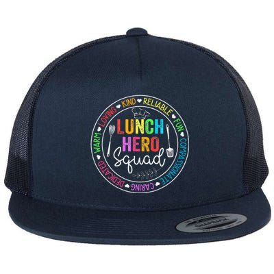 Lunch Hero Squad Funny Lunch Lady School Cafeteria Worker Flat Bill Trucker Hat