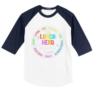 Lunch Hero Squad Funny Lunch Lady School Cafeteria Worker Baseball Sleeve Shirt