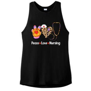 Leopard Heart Stethoscope Peace Love Nursing Cool Gift Ladies PosiCharge Tri-Blend Wicking Tank