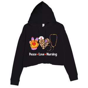 Leopard Heart Stethoscope Peace Love Nursing Cool Gift Crop Fleece Hoodie