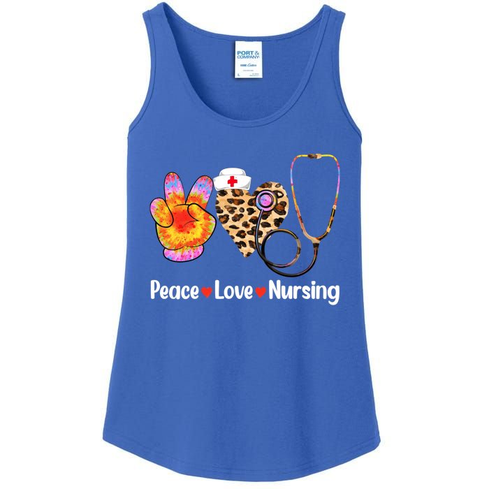 Leopard Heart Stethoscope Peace Love Nursing Cool Gift Ladies Essential Tank