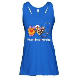 Leopard Heart Stethoscope Peace Love Nursing Cool Gift Ladies Essential Flowy Tank