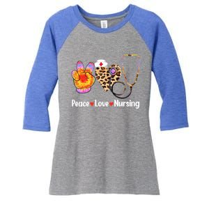 Leopard Heart Stethoscope Peace Love Nursing Cool Gift Women's Tri-Blend 3/4-Sleeve Raglan Shirt