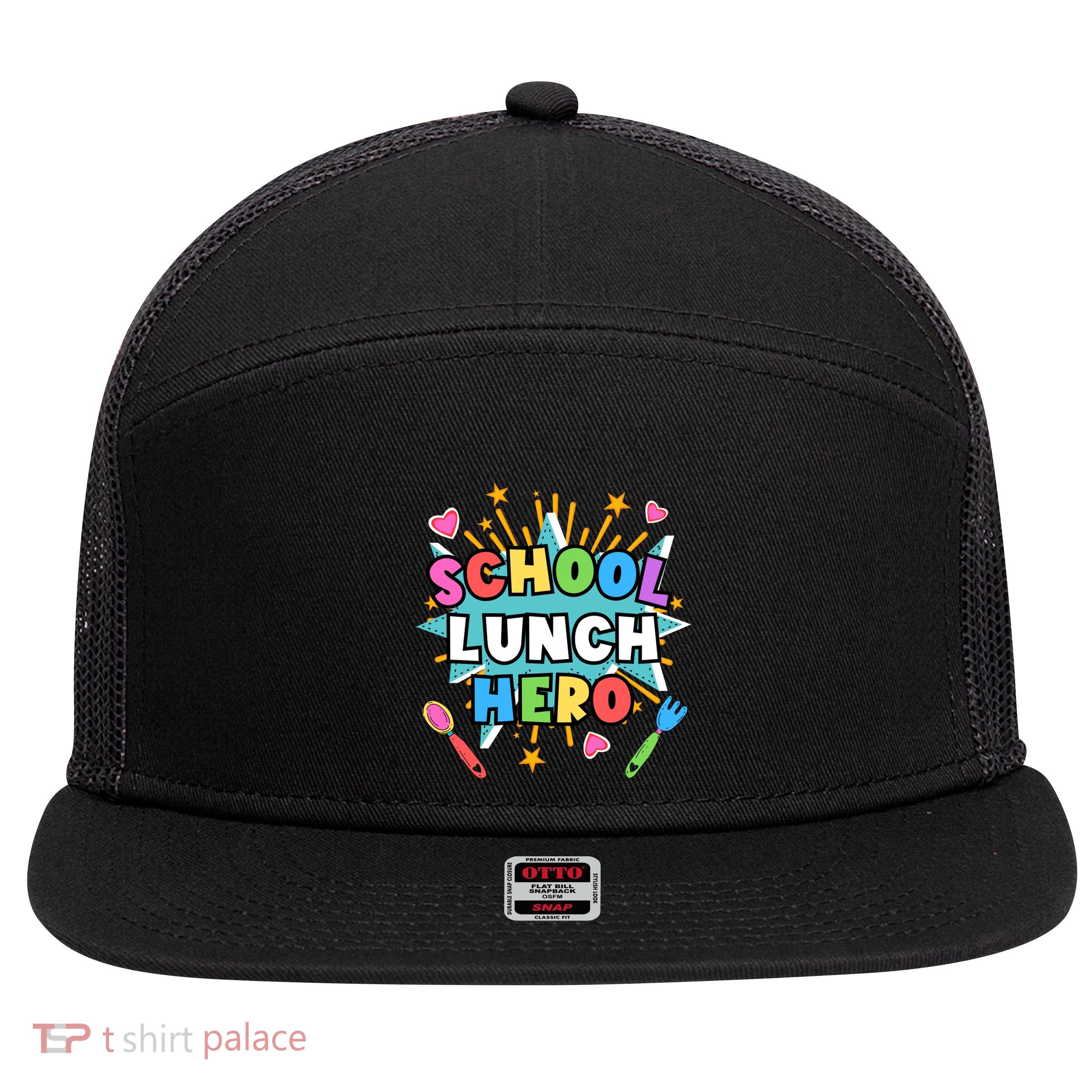 Lunch Hero Squad A Food Service Worker School Lunch Hero Great Gift 7 Panel Mesh Trucker Snapback Hat