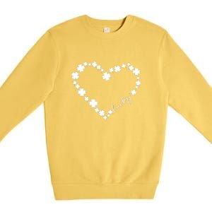 Lucky Heart Shamrock Clover Leaves St Patricks Day Irish Premium Crewneck Sweatshirt