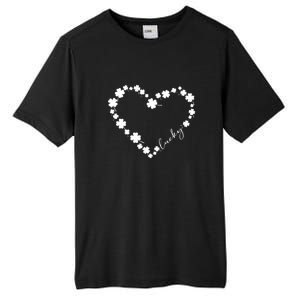 Lucky Heart Shamrock Clover Leaves St Patricks Day Irish Tall Fusion ChromaSoft Performance T-Shirt