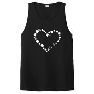 Lucky Heart Shamrock Clover Leaves St Patricks Day Irish PosiCharge Competitor Tank