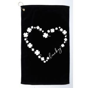 Lucky Heart Shamrock Clover Leaves St Patricks Day Irish Platinum Collection Golf Towel