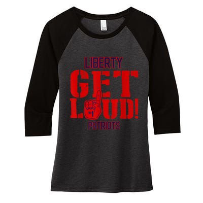 Liberty High School Get Loud Patriots Women's Tri-Blend 3/4-Sleeve Raglan Shirt