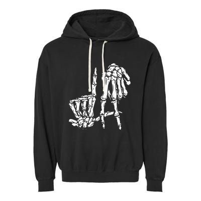 La Hand Sign Lazy Diy Halloween Costume Skeleton Los Angeles Garment-Dyed Fleece Hoodie