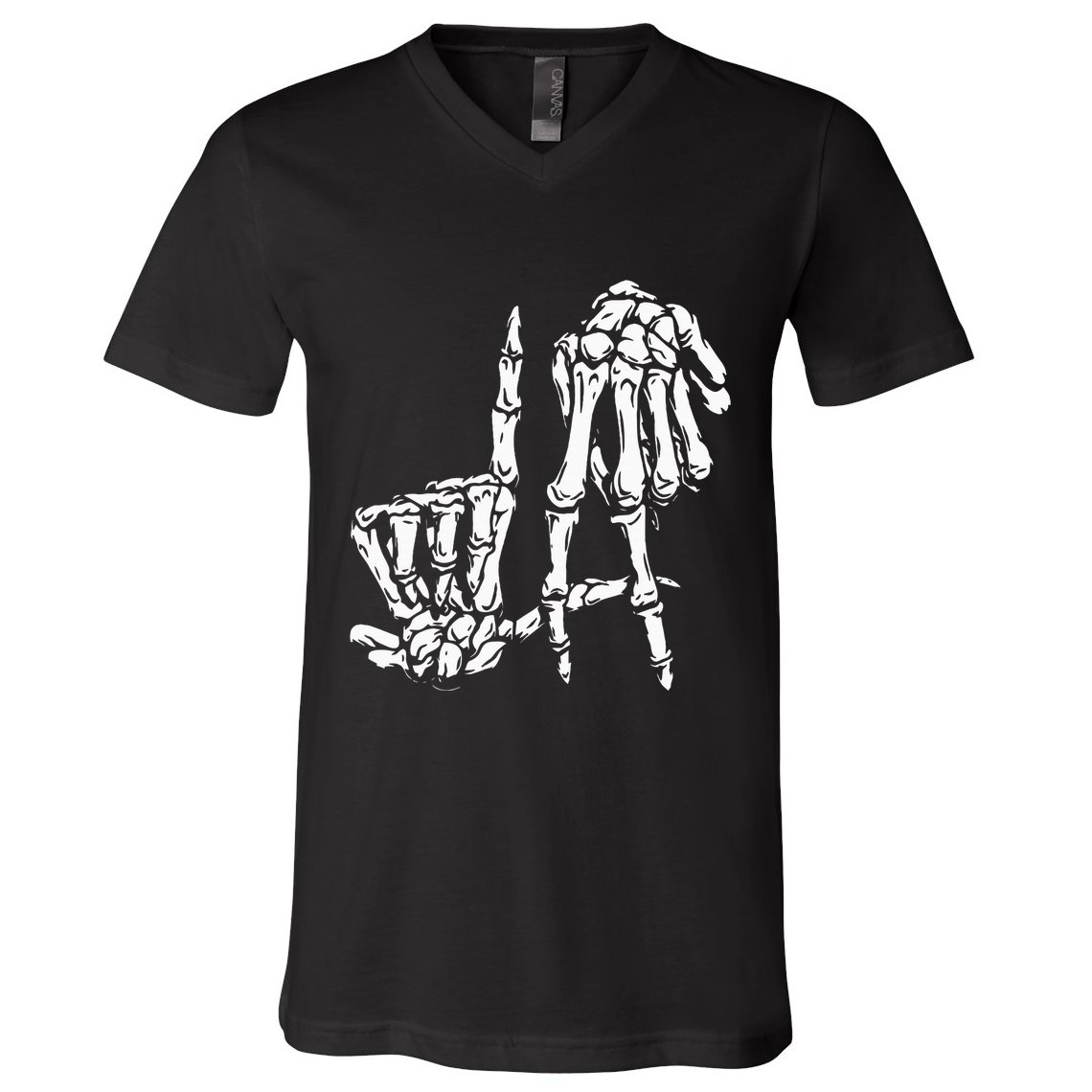 La Hand Sign Lazy Diy Halloween Costume Skeleton Los Angeles V-Neck T-Shirt