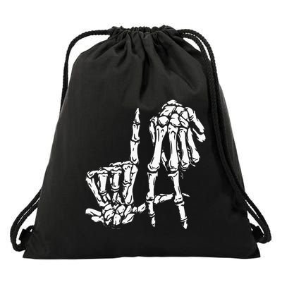 La Hand Sign Lazy Diy Halloween Costume Skeleton Los Angeles Drawstring Bag