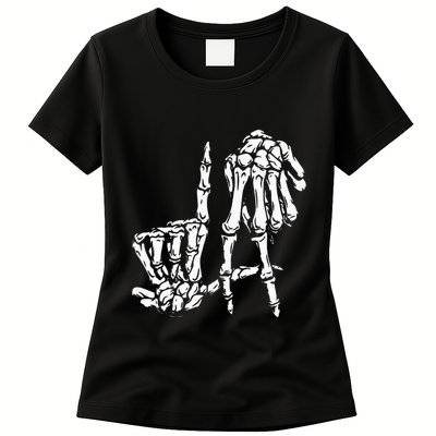 La Hand Sign Lazy Diy Halloween Costume Skeleton Los Angeles Womens T-Shirt