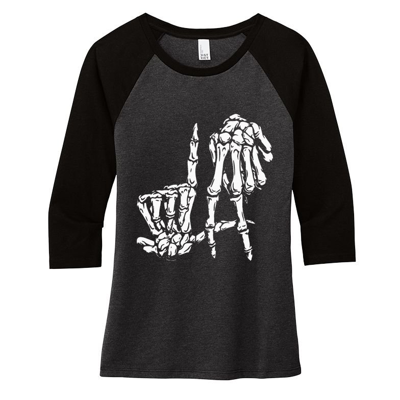 La Hand Sign Lazy Diy Halloween Costume Skeleton Los Angeles Women's Tri-Blend 3/4-Sleeve Raglan Shirt