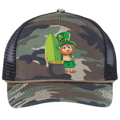 Leprechaun Hawaiian Surfing St Patricks Day Hawaii Aloha Gift Retro Rope Trucker Hat Cap