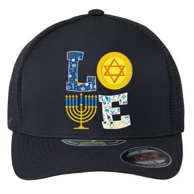 Love Hanukkah Shirt Chanukah Menorah Pajama Matching Family  Flexfit Unipanel Trucker Cap