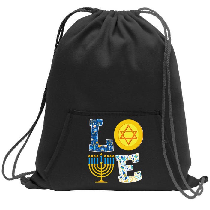 Love Hanukkah Shirt Chanukah Menorah Pajama Matching Family  Sweatshirt Cinch Pack Bag