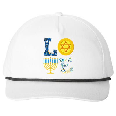 Love Hanukkah Shirt Chanukah Menorah Pajama Matching Family  Snapback Five-Panel Rope Hat