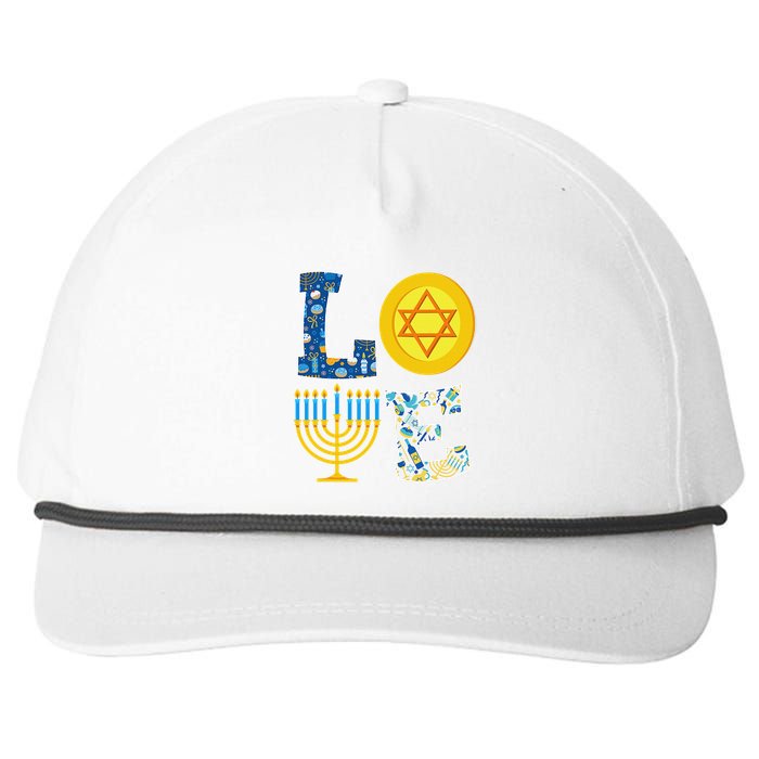 Love Hanukkah Shirt Chanukah Menorah Pajama Matching Family  Snapback Five-Panel Rope Hat