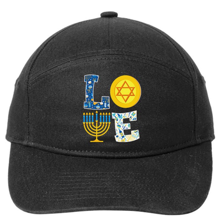 Love Hanukkah Shirt Chanukah Menorah Pajama Matching Family  7-Panel Snapback Hat