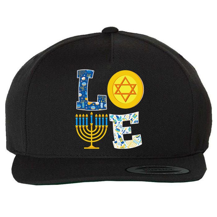 Love Hanukkah Shirt Chanukah Menorah Pajama Matching Family  Wool Snapback Cap