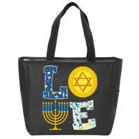 Love Hanukkah Shirt Chanukah Menorah Pajama Matching Family  Zip Tote Bag