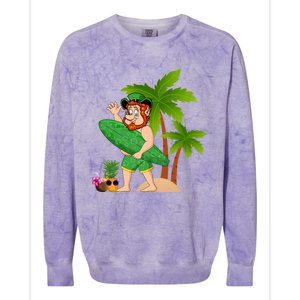 Leprechaun Hawaiian Surfing St Patricks Day Hawaii Gift Colorblast Crewneck Sweatshirt