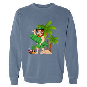 Leprechaun Hawaiian Surfing St Patricks Day Hawaii Gift Garment-Dyed Sweatshirt