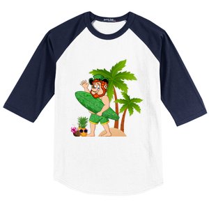 Leprechaun Hawaiian Surfing St Patricks Day Hawaii Gift Baseball Sleeve Shirt