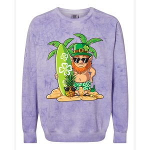 Leprechaun Hawaiian Surfing St Patricks Day Hawaii Great Gift Colorblast Crewneck Sweatshirt