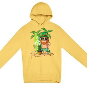 Leprechaun Hawaiian Surfing St Patricks Day Hawaii Great Gift Premium Pullover Hoodie