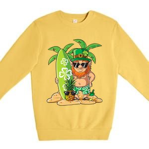 Leprechaun Hawaiian Surfing St Patricks Day Hawaii Great Gift Premium Crewneck Sweatshirt