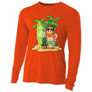 Leprechaun Hawaiian Surfing St Patricks Day Hawaii Great Gift Cooling Performance Long Sleeve Crew