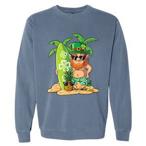 Leprechaun Hawaiian Surfing St Patricks Day Hawaii Great Gift Garment-Dyed Sweatshirt