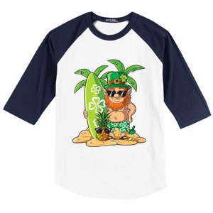 Leprechaun Hawaiian Surfing St Patricks Day Hawaii Great Gift Baseball Sleeve Shirt