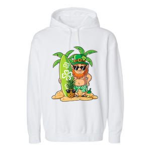 Leprechaun Hawaiian Surfing St Patricks Day Hawaii Great Gift Garment-Dyed Fleece Hoodie