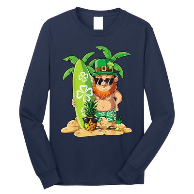 Leprechaun Hawaiian Surfing St Patricks Day Hawaii Long Sleeve Shirt