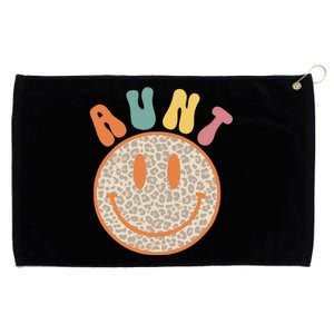 Leopard Hippie Smile Face Retro Groovy Aunt Mother's Day Grommeted Golf Towel