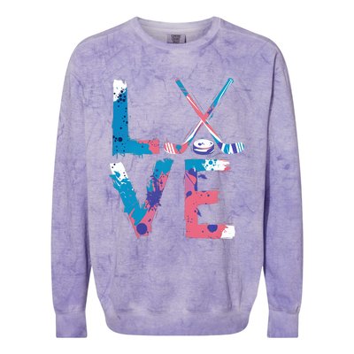 Love Hockey Sport Fans Passion Fun Ice Hockey Gift Colorblast Crewneck Sweatshirt