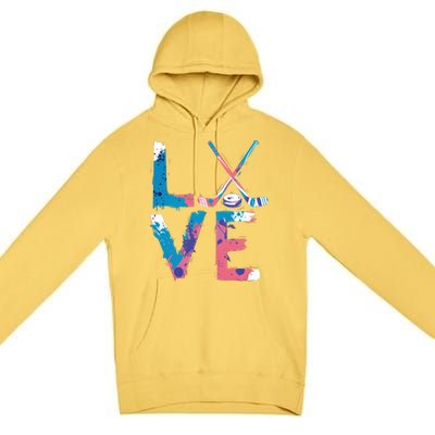 Love Hockey Sport Fans Passion Fun Ice Hockey Gift Premium Pullover Hoodie