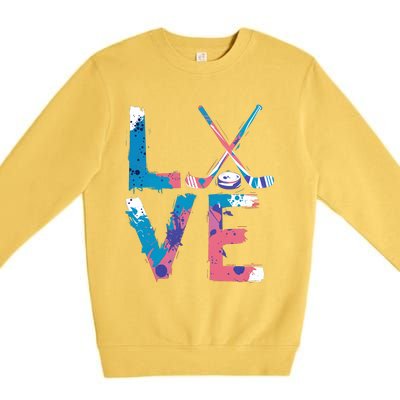 Love Hockey Sport Fans Passion Fun Ice Hockey Gift Premium Crewneck Sweatshirt