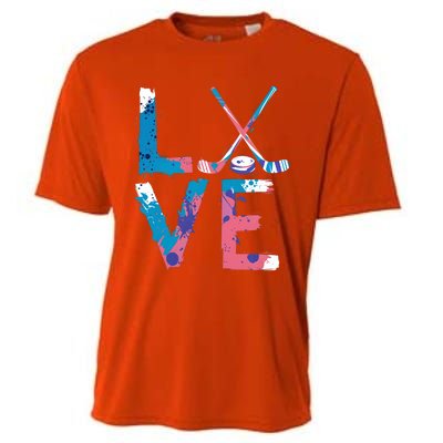 Love Hockey Sport Fans Passion Fun Ice Hockey Gift Cooling Performance Crew T-Shirt