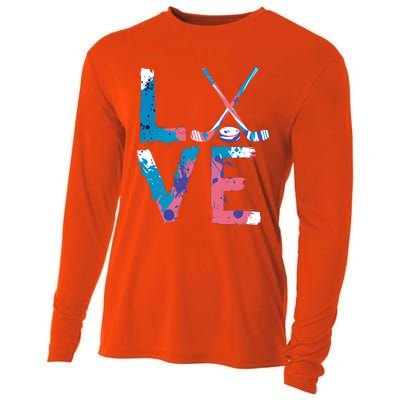 Love Hockey Sport Fans Passion Fun Ice Hockey Gift Cooling Performance Long Sleeve Crew