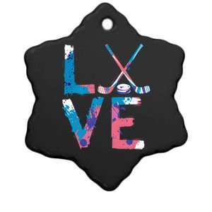 Love Hockey Sport Fans Passion Fun Ice Hockey Gift Ceramic Star Ornament