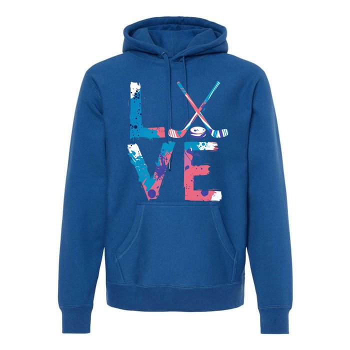 Love Hockey Sport Fans Passion Fun Ice Hockey Gift Premium Hoodie