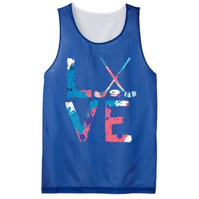 Love Hockey Sport Fans Passion Fun Ice Hockey Gift Mesh Reversible Basketball Jersey Tank