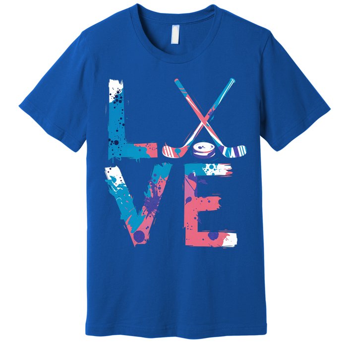 Love Hockey Sport Fans Passion Fun Ice Hockey Gift Premium T-Shirt