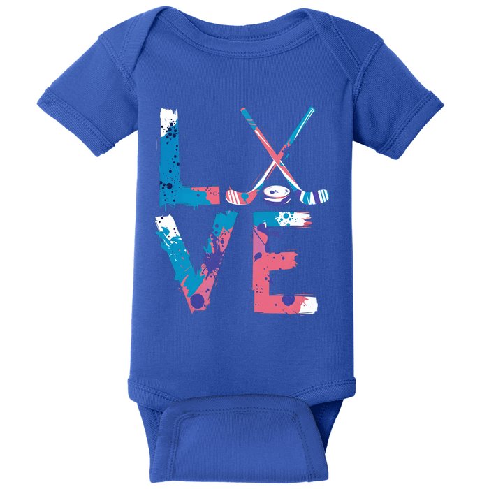 Love Hockey Sport Fans Passion Fun Ice Hockey Gift Baby Bodysuit