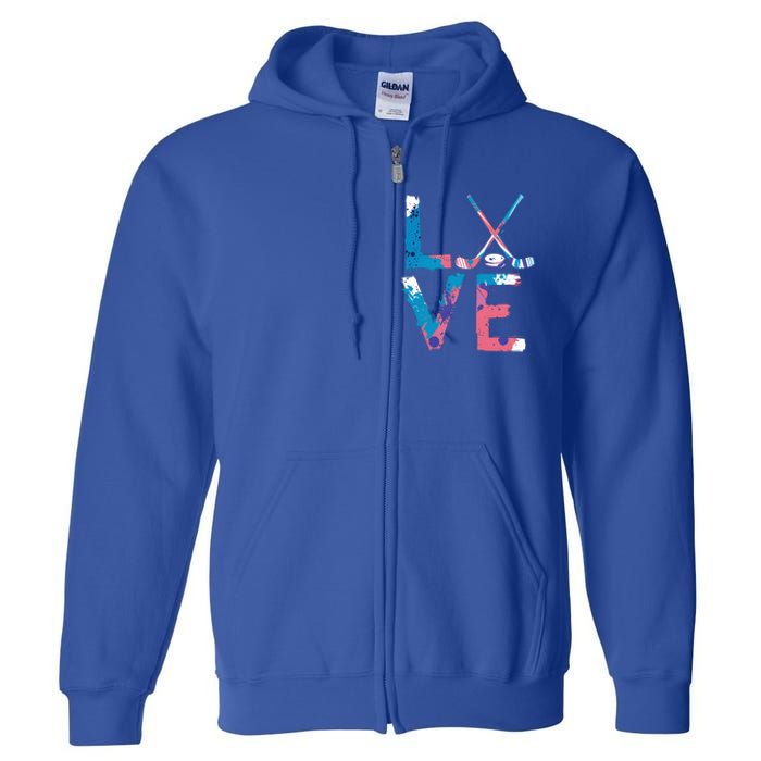 Love Hockey Sport Fans Passion Fun Ice Hockey Gift Full Zip Hoodie