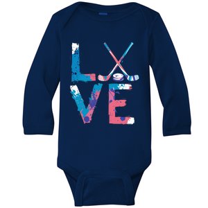 Love Hockey Sport Fans Passion Fun Ice Hockey Gift Baby Long Sleeve Bodysuit